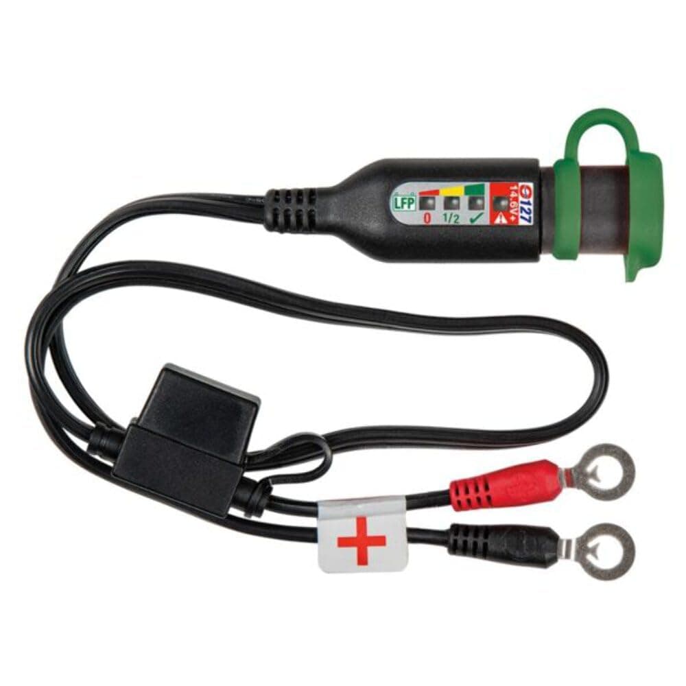 cable O-127 ring terminal harness with integrated battery status / charge system monitor, 12.8V / 13.2V lithium powersport, smart