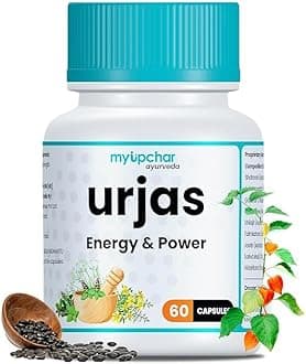 myUpchar ayurveda Urjas Energy & Power Capsule For Men | With Shilajit, Safed Musli, Ashwagandha | Improve Stamina, Strength & Immunity | Reduce Fatigue 60 Capsule