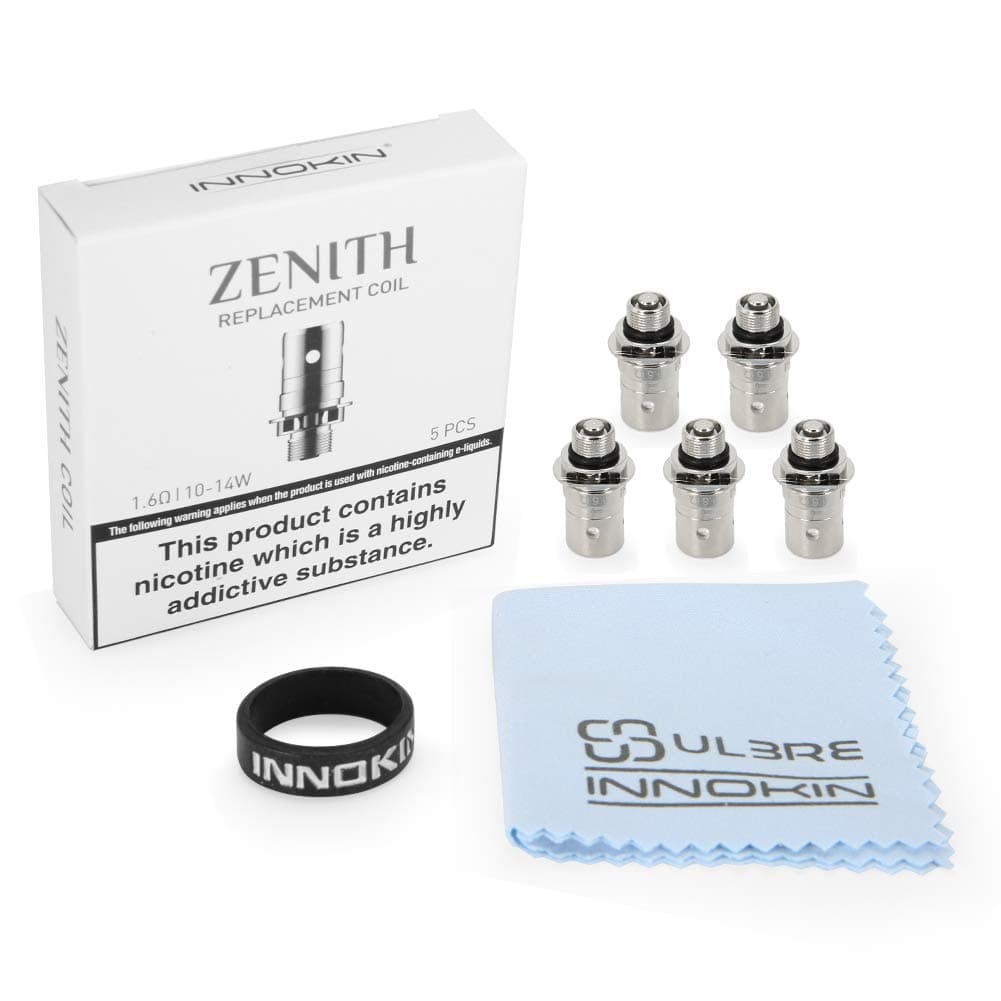 5 Pcs Zenith Replacement Coils 1.6 ohm for Zenith Tank, Kroma-A Zenith Kit, CoolFire Mini Zenith D22, with ULBRE Cleaning Cloth and Vapeband, Original E Cig Cigarettes Vape Pen Accessories