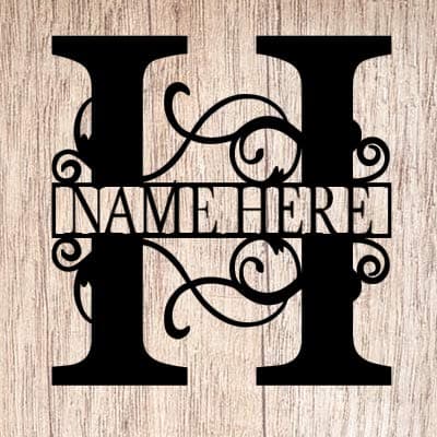 Split Letter Monogram | AJD Designs | Personalized Last Name Door Hanger | 20" Metal Monogram Door Hanger | Initial Wreath | Last Name Wall Decor | Metal Wall Decor - Gift