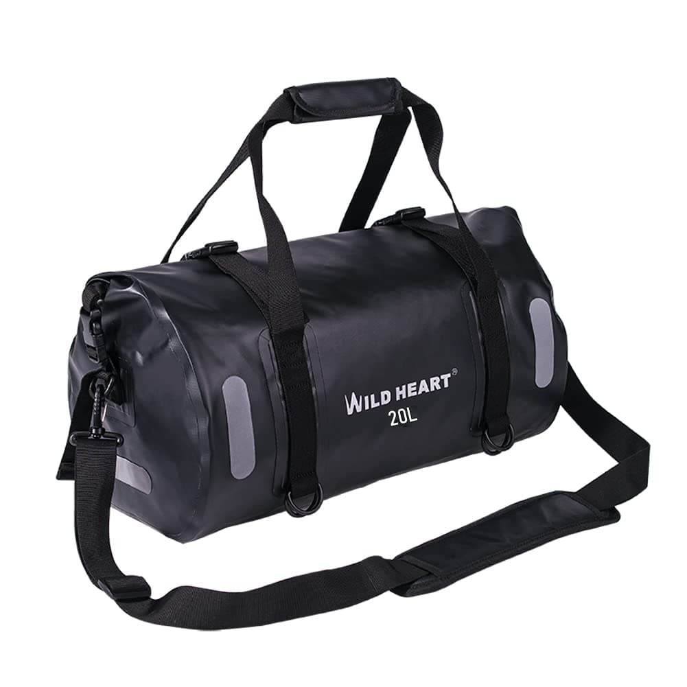 WILD HEART Waterproof Bag Duffel Bag 20L 30L 40L with Welded Seams Shoulder Straps, Mesh Pocket for Kayaking, Camping, Boating,Bicycle,Motorcycle