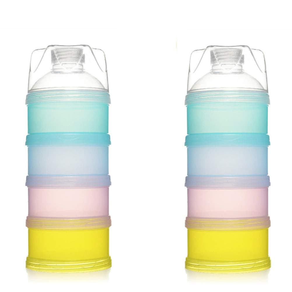 2Pcs Stackable Formula Dispenser Bap Free,Detachable Design with Four Folds Baby Feeding Travel Snack Storage Container