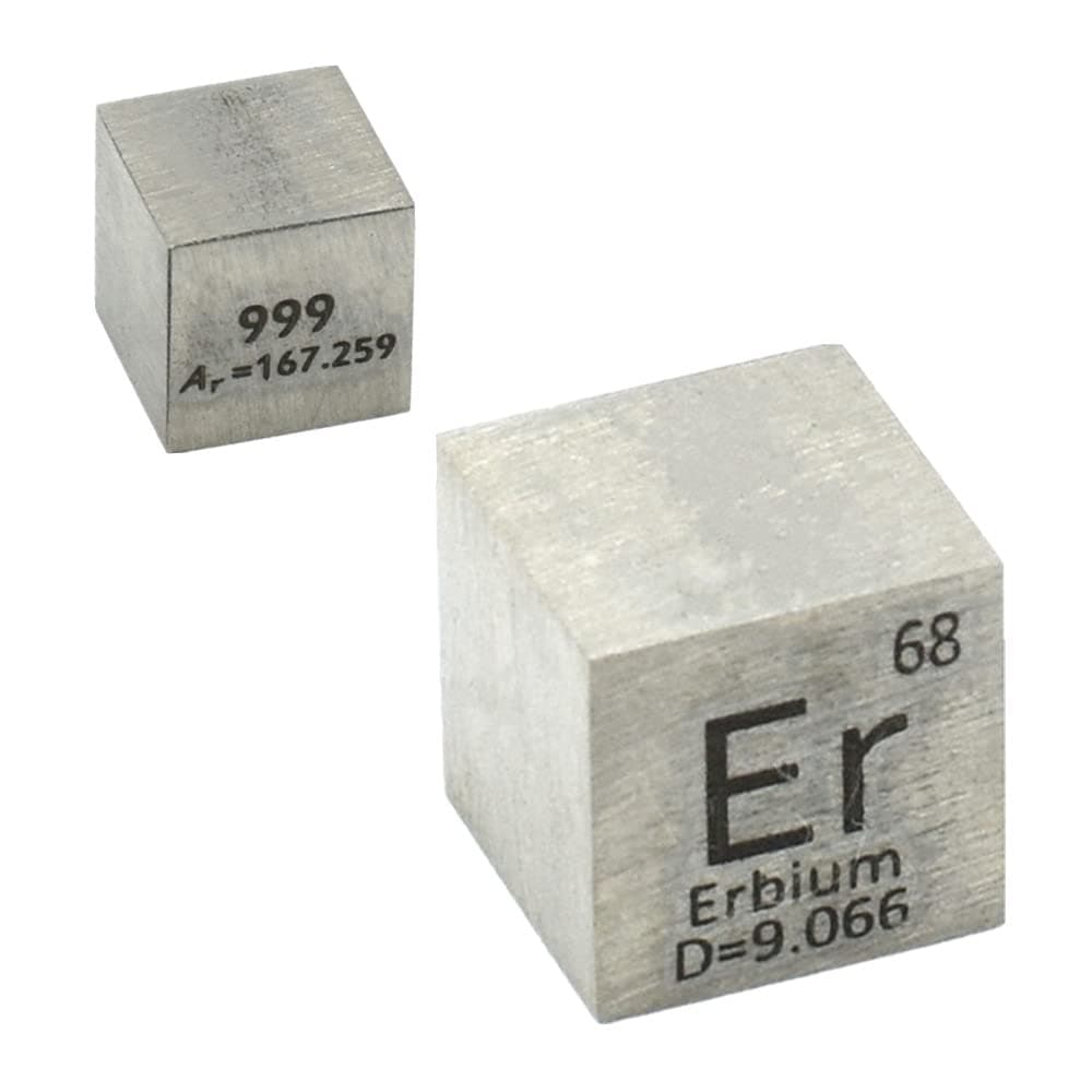 Erbium Er 99.9% Element Cube Pure 10mm Density Cube for Element Collection Periodic Table Hunter, and More (0.39", Erbium)