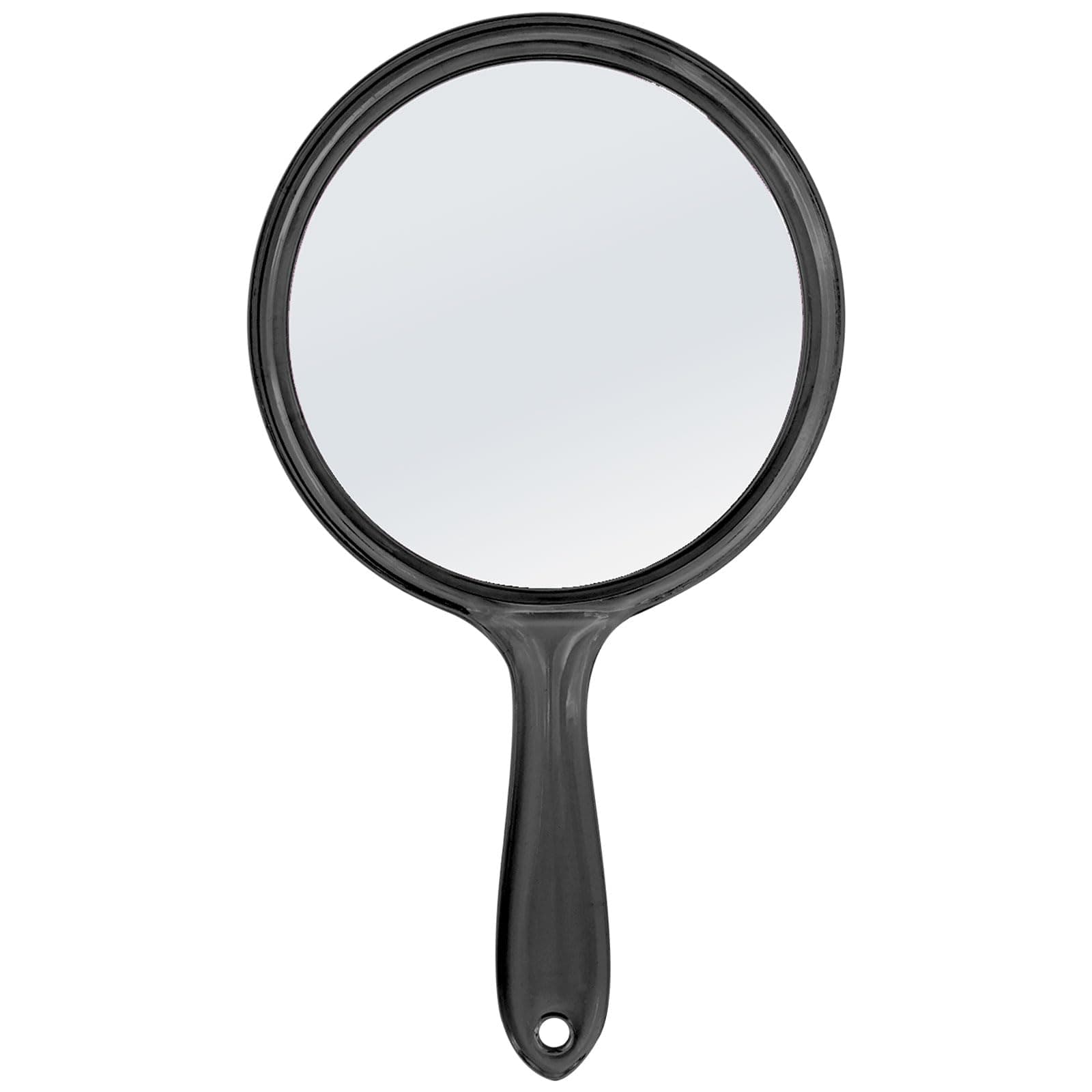 D Double Sided Mirror - Handheld Mirror with Handle - Makeup Mirror 1X/ 2X Magnifying Mirror Rounded Shape Hand Mirror - Black