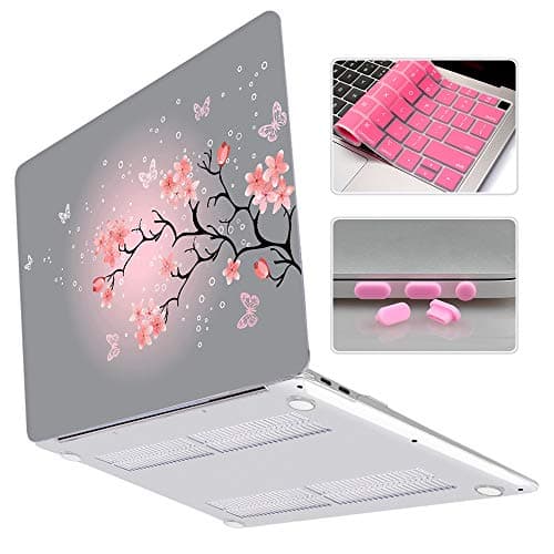 Mektron Plastic Hard Shell Case & Dust Plug & Keyboard Cover Only Compatible Old MacBook Pro 13 inch (Model:A1278,with CD-ROM,NO Touch bar)(Release 2008-2012)(Plum Blossom)