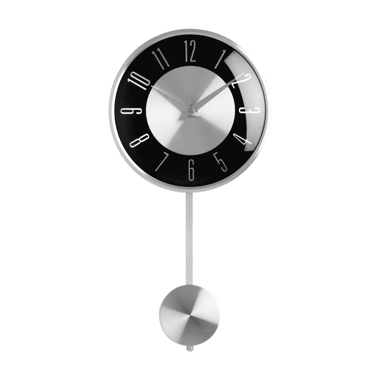 NEW RETRO BLACK AND SILVER PENDULUM WALL CLOCK