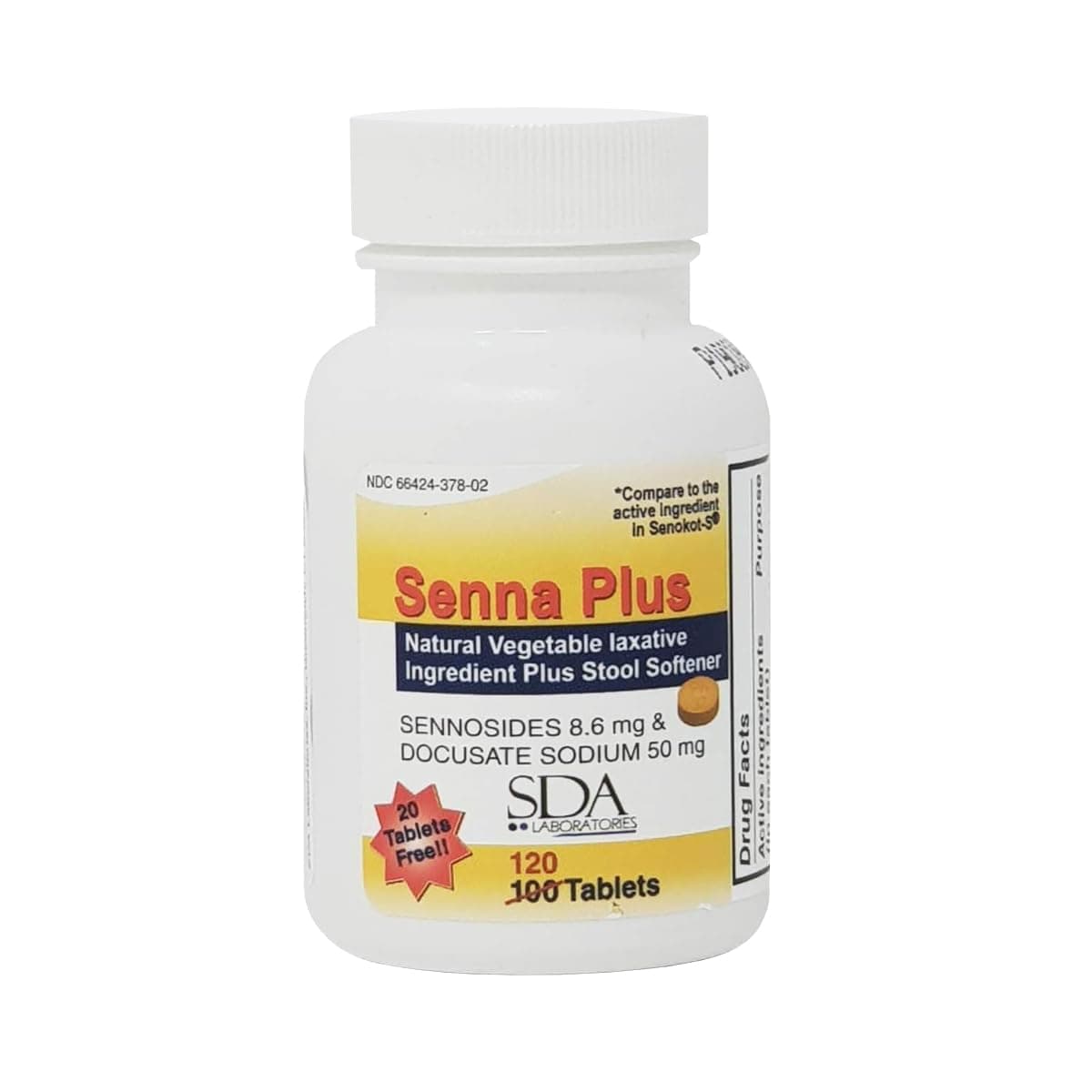 Senna Plus Natural Vegetable Laxative Plus Stool Softener | Special Pack 120 Count Tablets