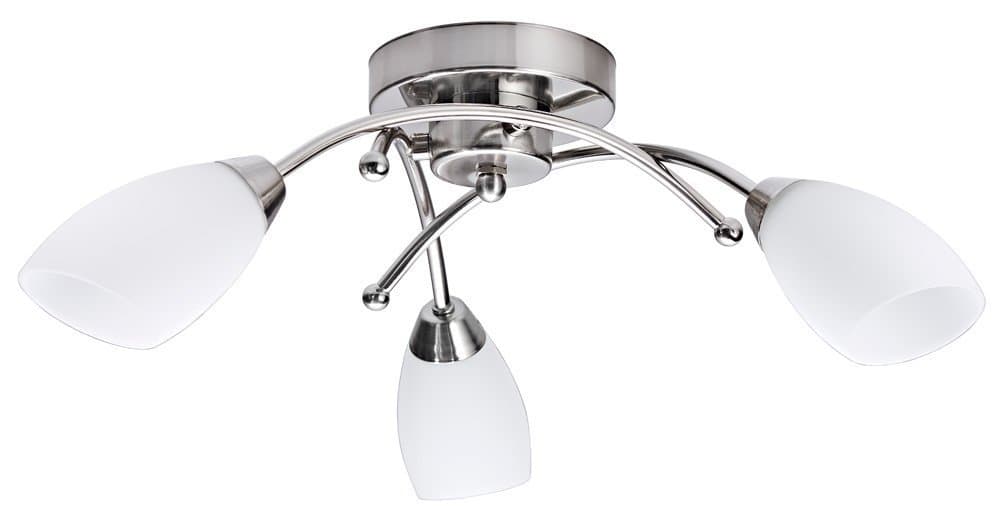 Contemporary 3 Arm Brushed Satin Chrome Ceiling Light Fitting by Happy Homewares
