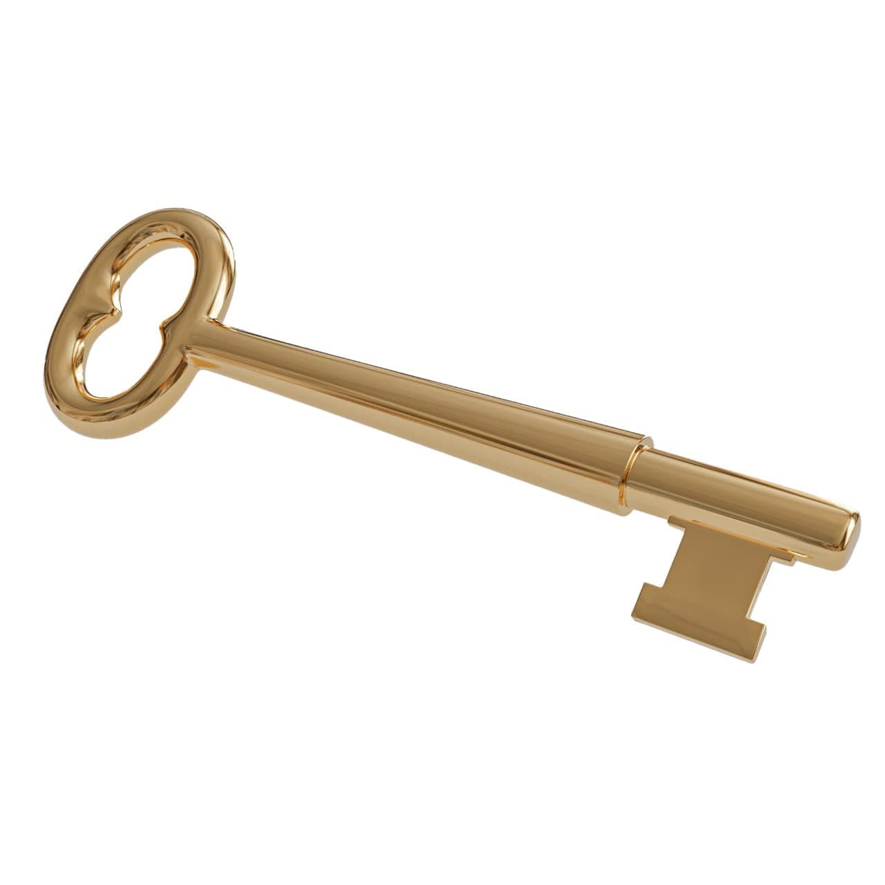 KY-30 Skeleton Key with Double Notched Bit Solid Brass for House Doors with Mortise Locks