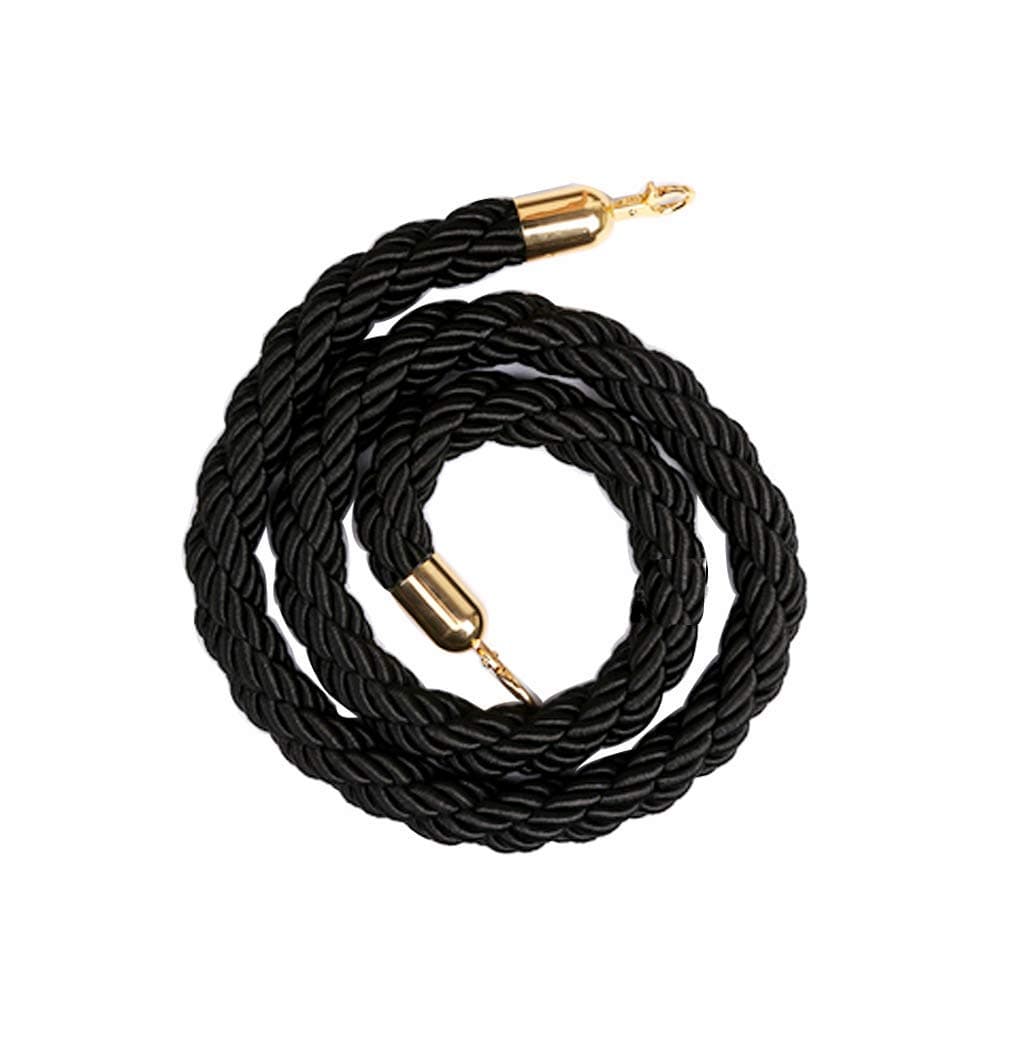 Crowd Control Barrier Rope, Stanchion Rope Barrier Queue, Crowd Control Barrier Stanchion Queue for Bank, Hotel, Hospital, Playground, Exhibition or Trade Show Use/5ft Long(NO Stanchions) (Black)