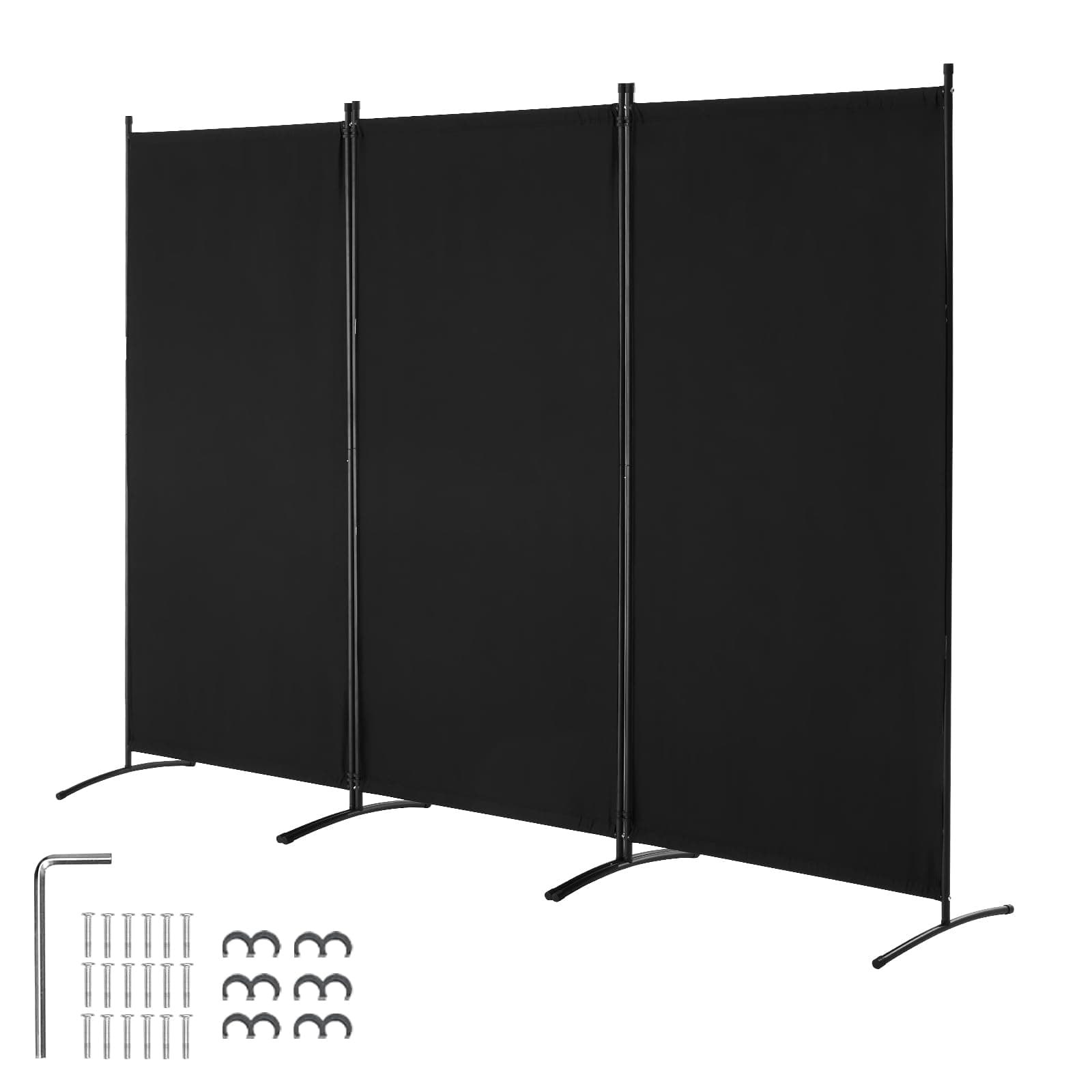 VEVOR Room Divider, 3 Panel Room Divider, Folding Privacy Screen and Portable Partition Divider for Room Separation, Freestanding Room Partitions for Office, Bedroom, Black