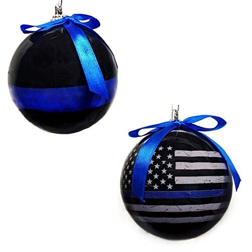 Thin Blue Line Christmas Ornaments, 2-Pack (2)