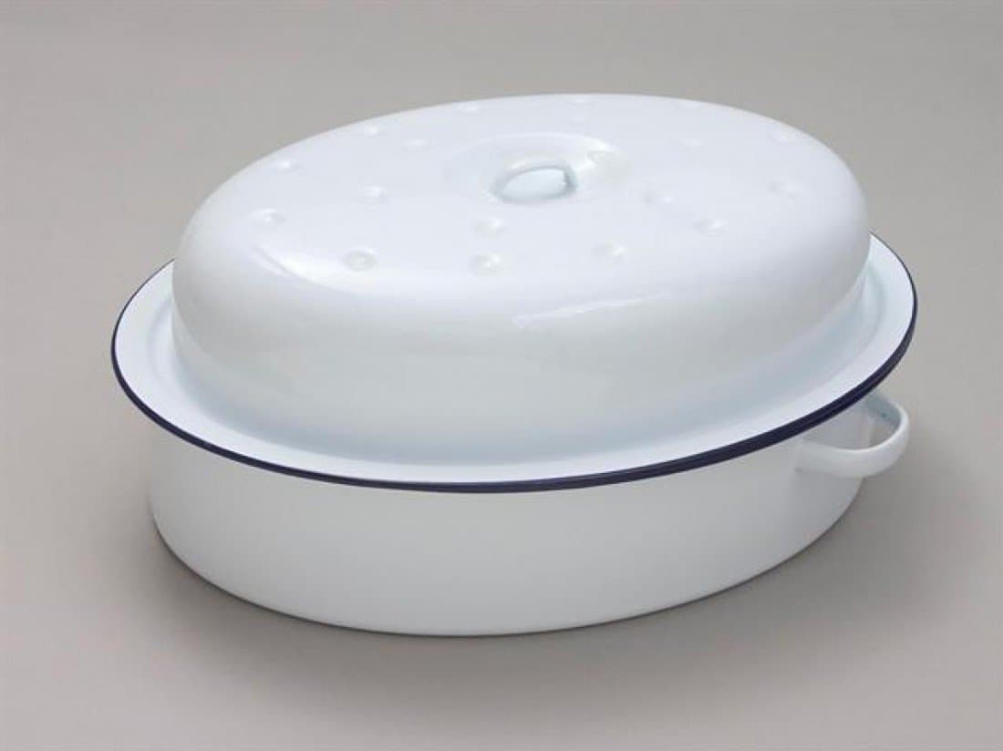 ENAMEL FALCON OVAL ROASTER WHITE 26cm