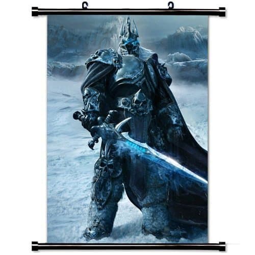 Wall Posters Wall Scroll Poster with Game Warrior World of Warcraft Wrath of The Lich King Home Decor Fabric Painting 23.6 X 35.4 Inch