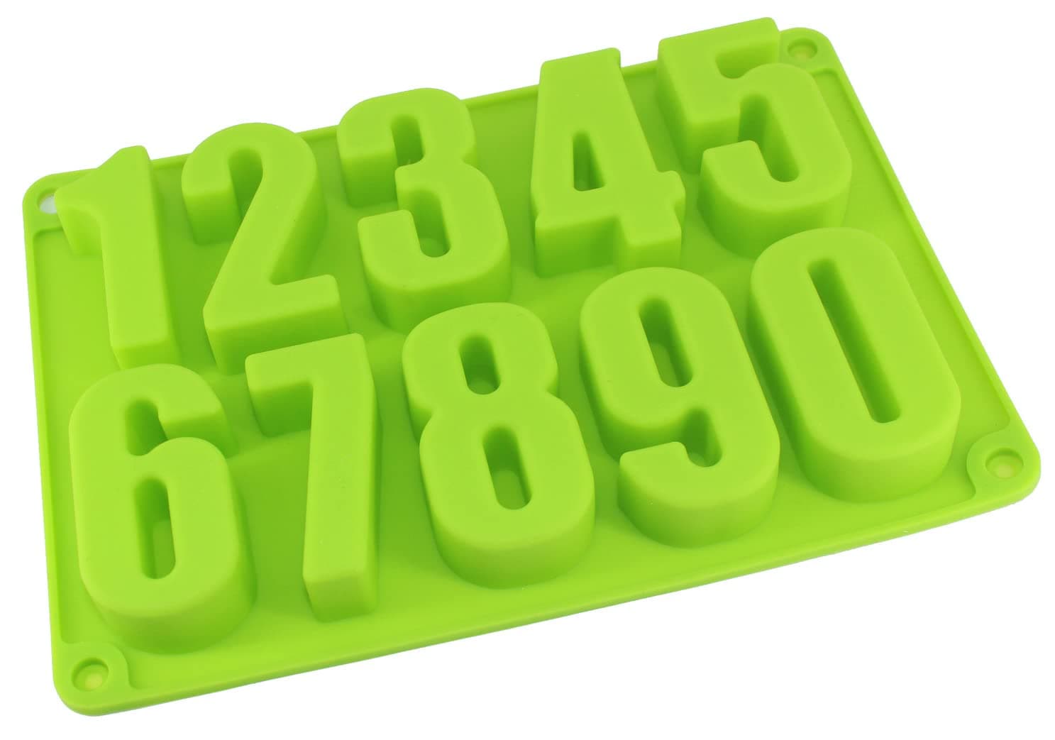 Large Silicone Number Mold 0-9 Chocolate Cake Biscuit Jewelry Gummy Baking Pan Soft and Easy to Release Crayon Handmade Soap Mold Ice Tray Mold Green (Green)