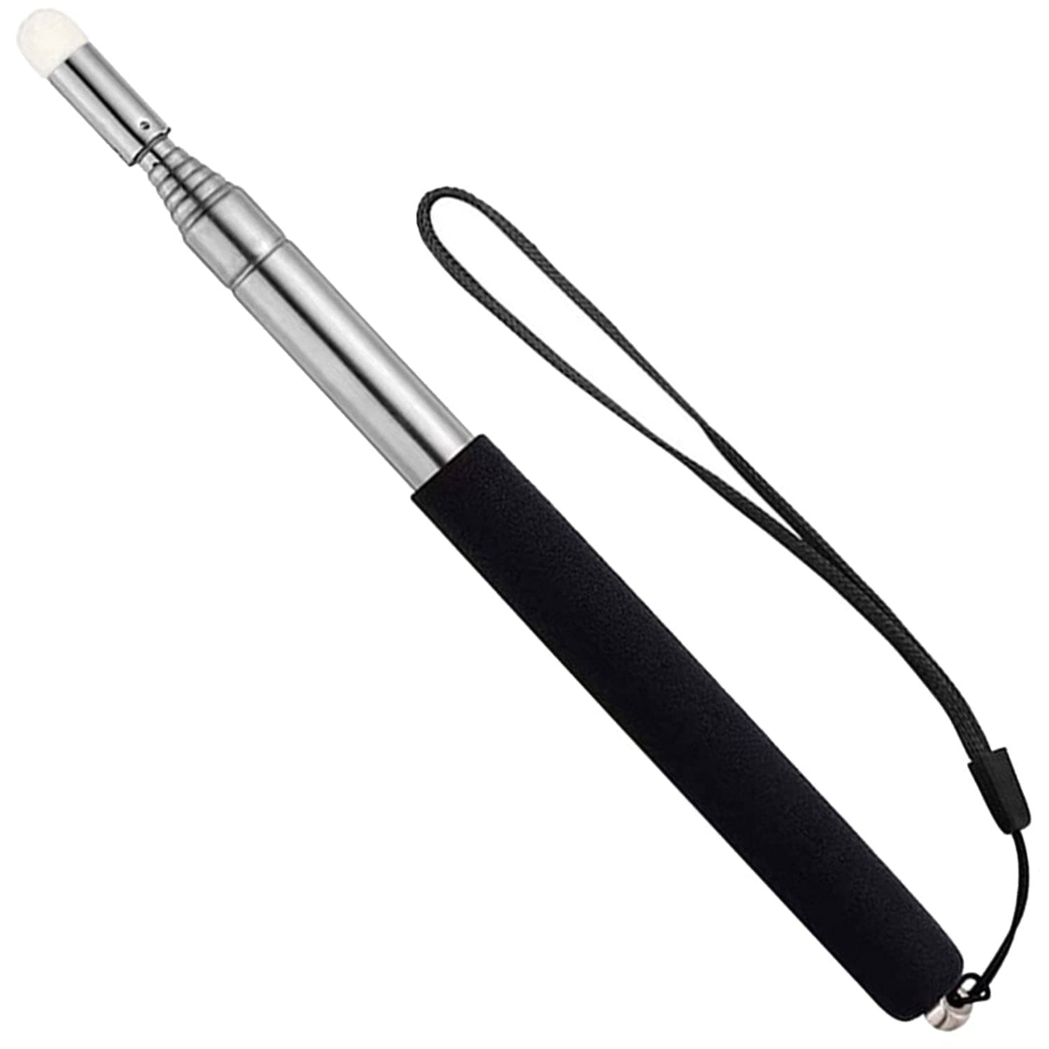 Telescopic Teacher Pointer Stick with Hand Lanyard, Teaching Pointer for Classroom, Hand Pointer Extendable Pointer Stick Retractable Pointer Handheld Whiteboard Pointer (Black)
