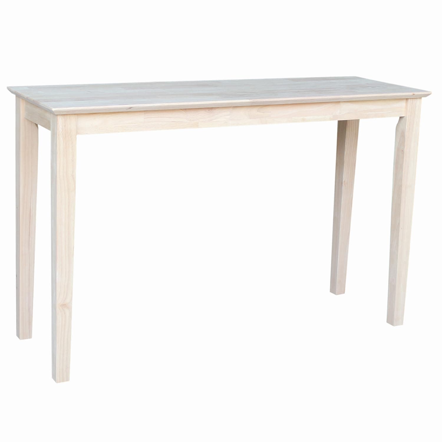 International Concepts Shaker Console Table, 48-Inch Long, Solid Parawood, Unfinished