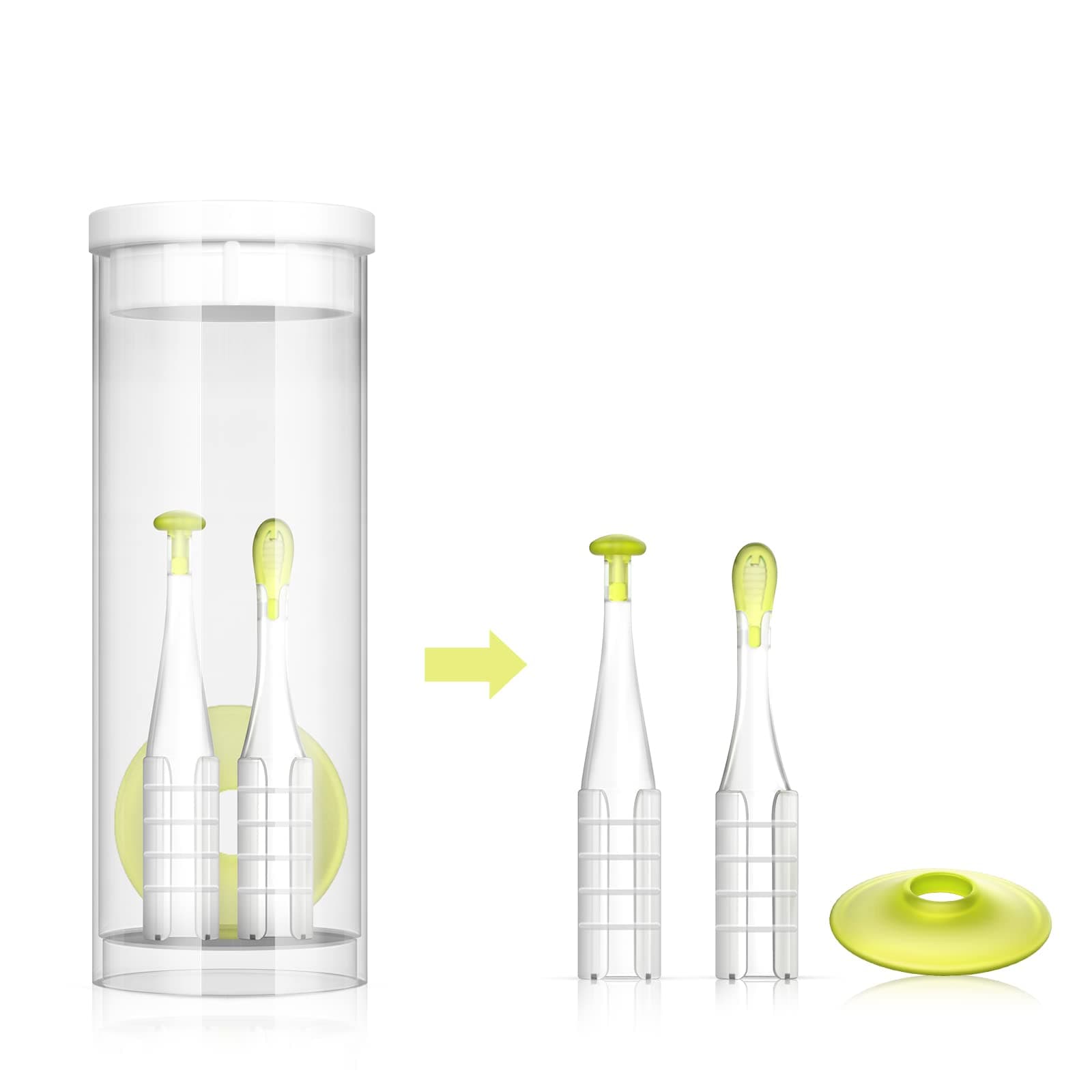 Ear Wax Removal Tool, Replacement Ear Spoon Tips Ear Cleaner, Ear Pick for Anykit Otoscope, Ear Wax Remover Pack of 3. (Green w/ 2 Size)