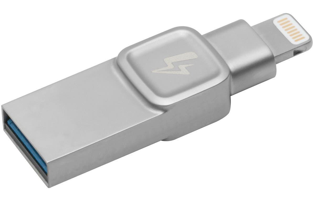 Kingston Bolt USB 3.0 Flash drive Memory Stick for Apple iPhone & iPads with iOS 9.0+, External Expandable Memory Storage, DataTraveler Bolt Duo, Take more photos & videos, 64GB – Silver
