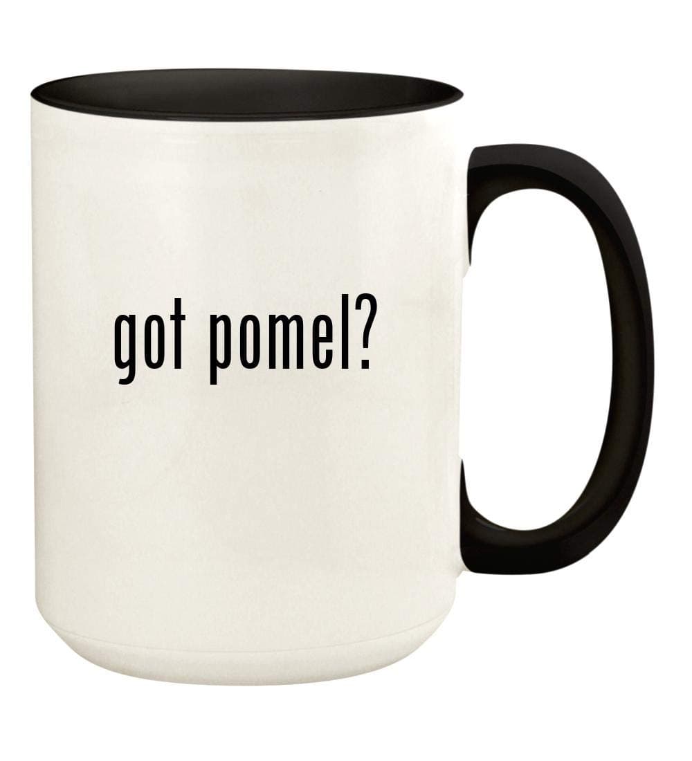 got pomel? - 15oz Ceramic Colored Handle and Inside Coffee Mug Cup, Black
