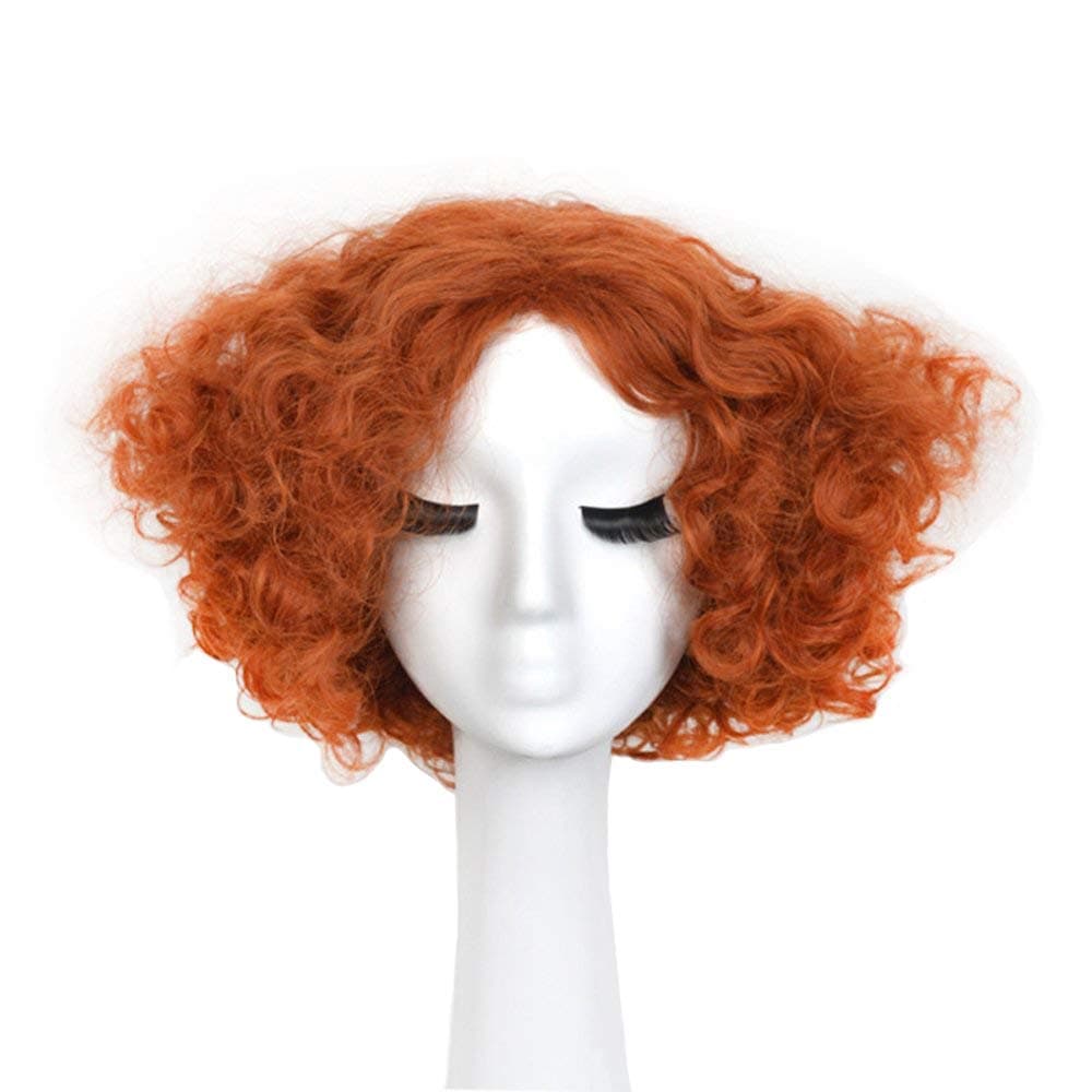 Adult Short Curly Orange Wig Curly Red Role Anime Party Wig Heat Resistant Synthetic Fibers Fluffy Durable Breathable Costumes Hair