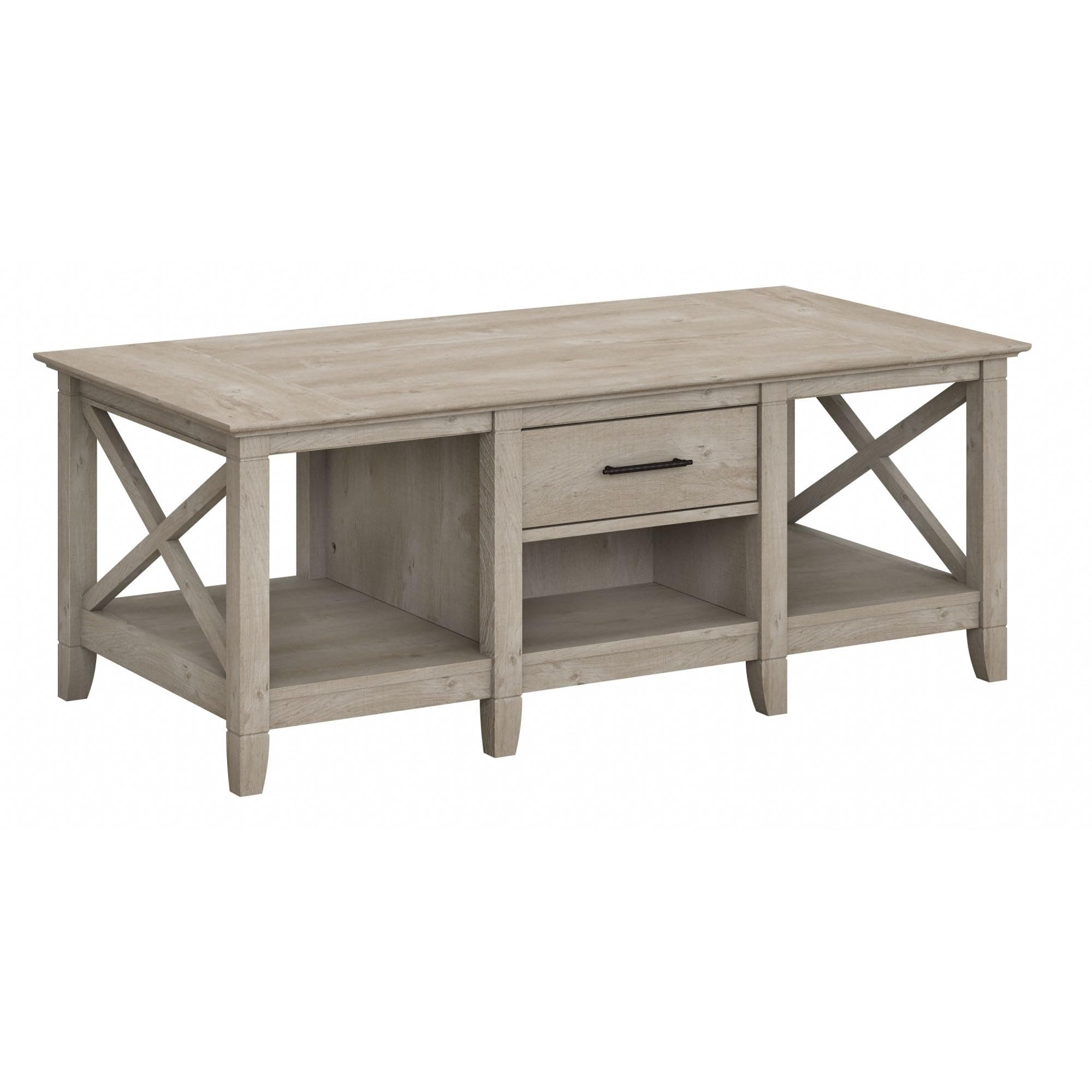 Key West Coffee Table with Storage in Washed Gray