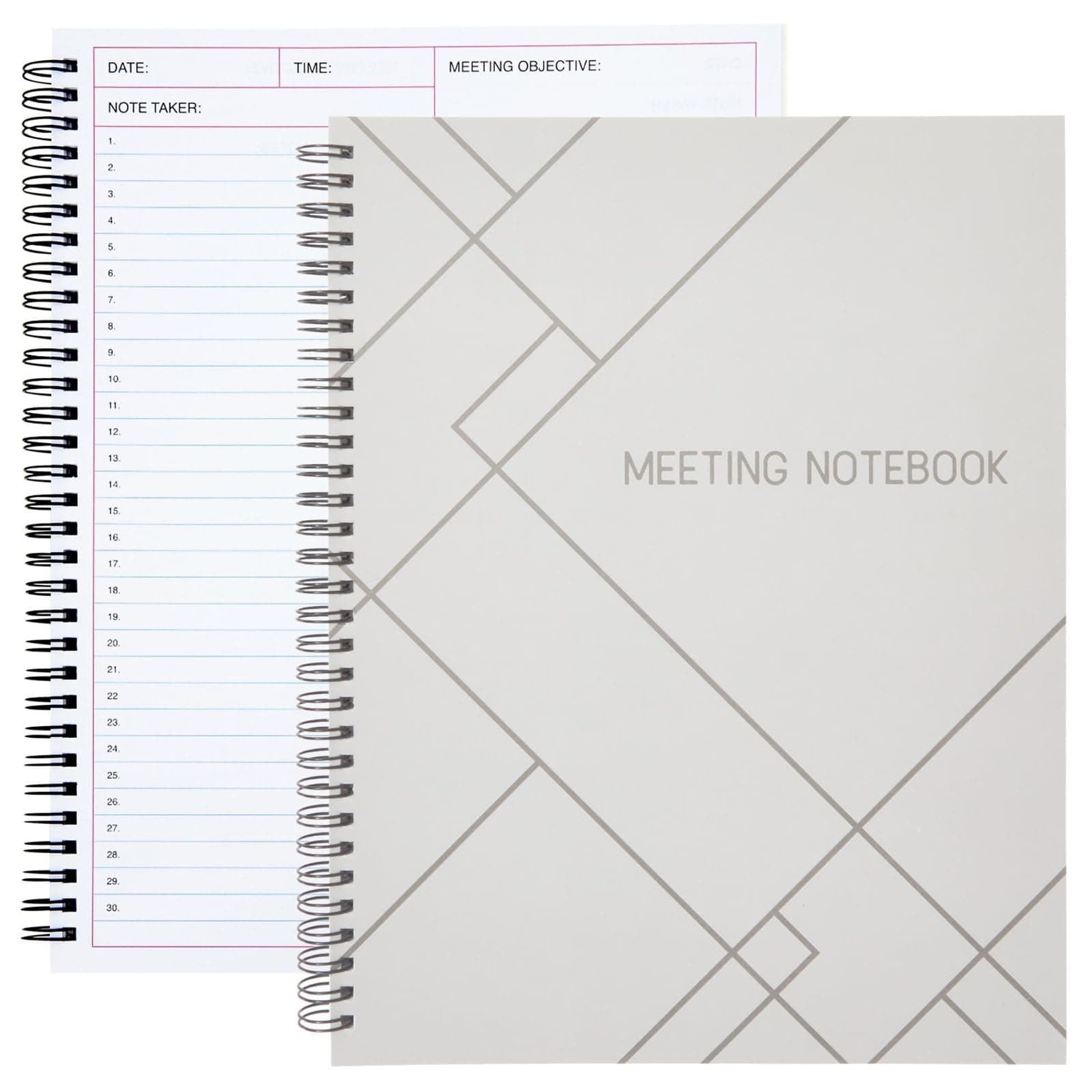 Meeting Notebook for Work - Spiral-Bound Planner Notebook for Work Planner & Office Supplies - Agenda & To Do List Notepad - 11 x 8.5 In, White, Pack of 2