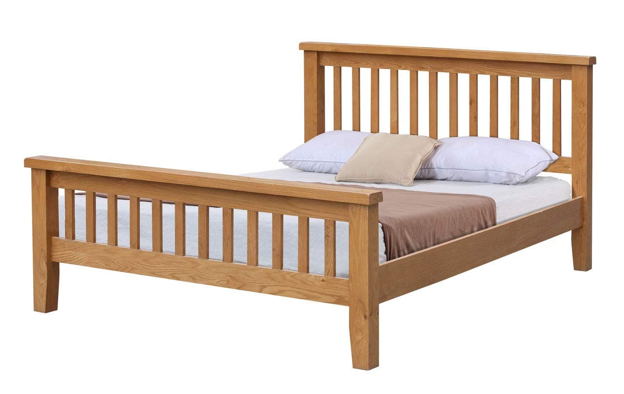 Design Vicenza Argenta Solid Oak Bed High Footend King Size
