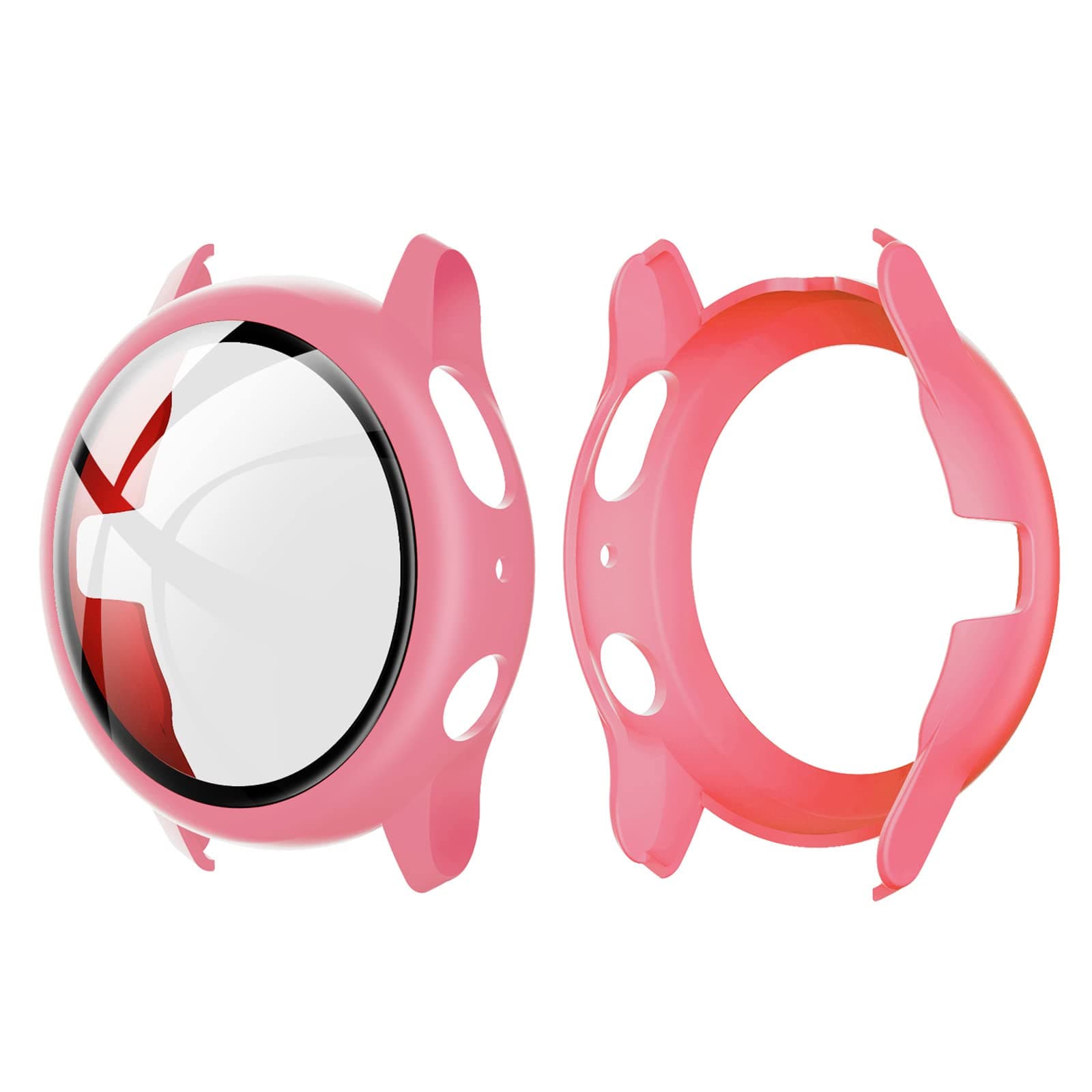 Pepisky Hard PC Case with Tempered Glass Screen Protector Full Protective Cover Thin Clear Bumper Shell Replacement for Samsung Galaxy Watch Active 2 40mm Pink