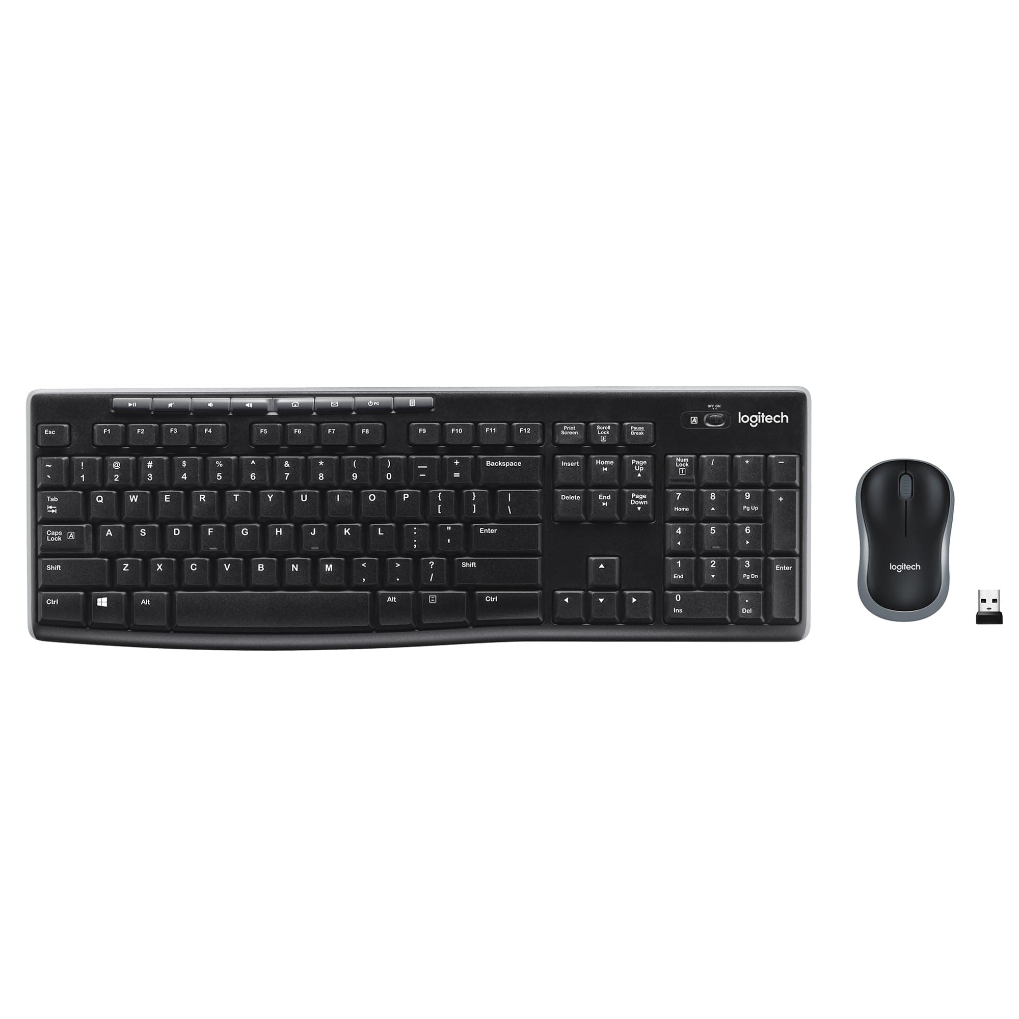 MK270 Wireless Keyboard and Mouse Combo for Windows, 2.4 GHz Wireless, Compact Mouse, 8 Multimedia and Shortcut Keys, 2-Year Battery Life, for PC, Laptop - Black