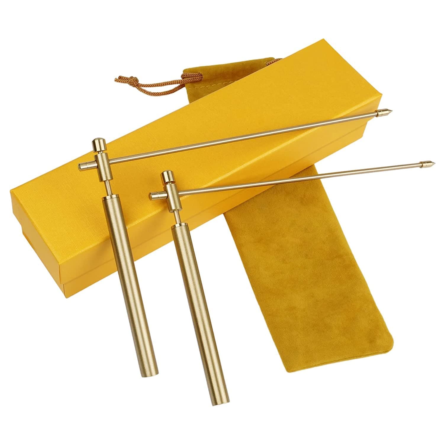 Copper Dowsing Rods, Solid Copper and Brass Dowsing Rods with Box and Bag for Tracing Spiritual Energy, Ghost Hunting, Water Divining, Locating Lost Items or Yes/No Questions