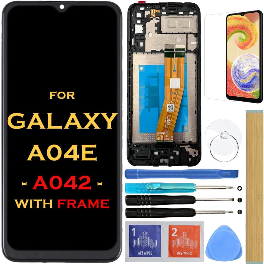 Screen Replacement LCD Display Touch Digitizer Assembly for Samsung Galaxy A04E A042 SM-A042F SM-A042M (with Frame)