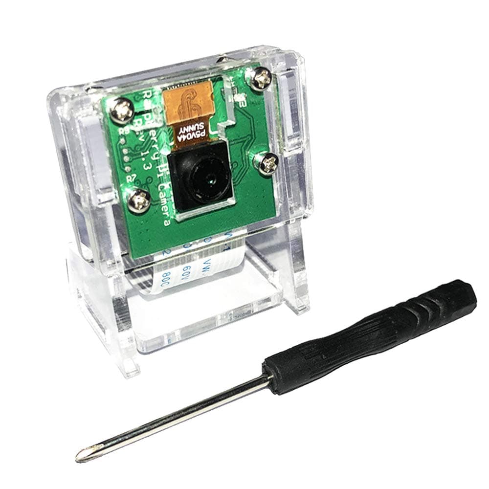 AuviPal 5MP Raspberry Pi Camera Module 1080p OV5647 Sensor with Transparent Case Holder and 6 inch 15 Pin Ribbon Cable