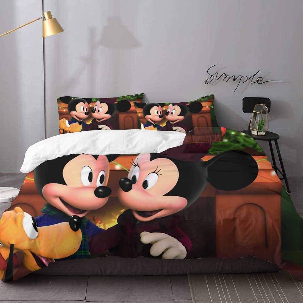 Bed Sheets Set Mickey & Minnie Mouse Bed Sheets and Comforter Set Bedding 3 Piece Duvet Cover Set Oversized King
