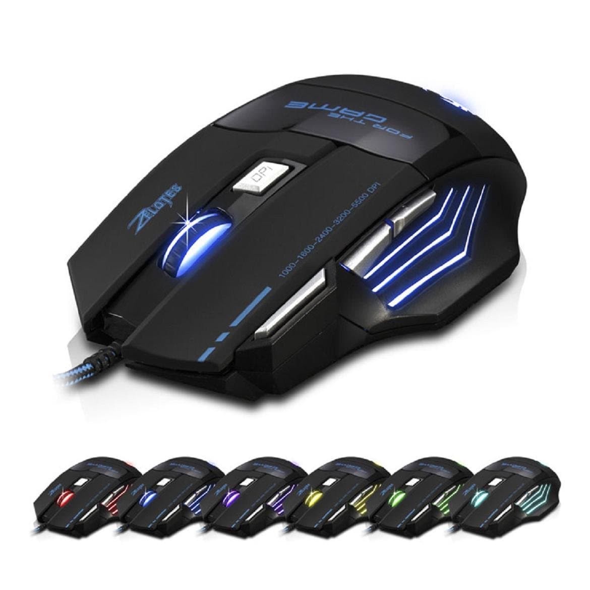 Klicnow 5500 DPI 7 Button LED Optical USB Wired Gaming Mouse Mice for Pro Gamer