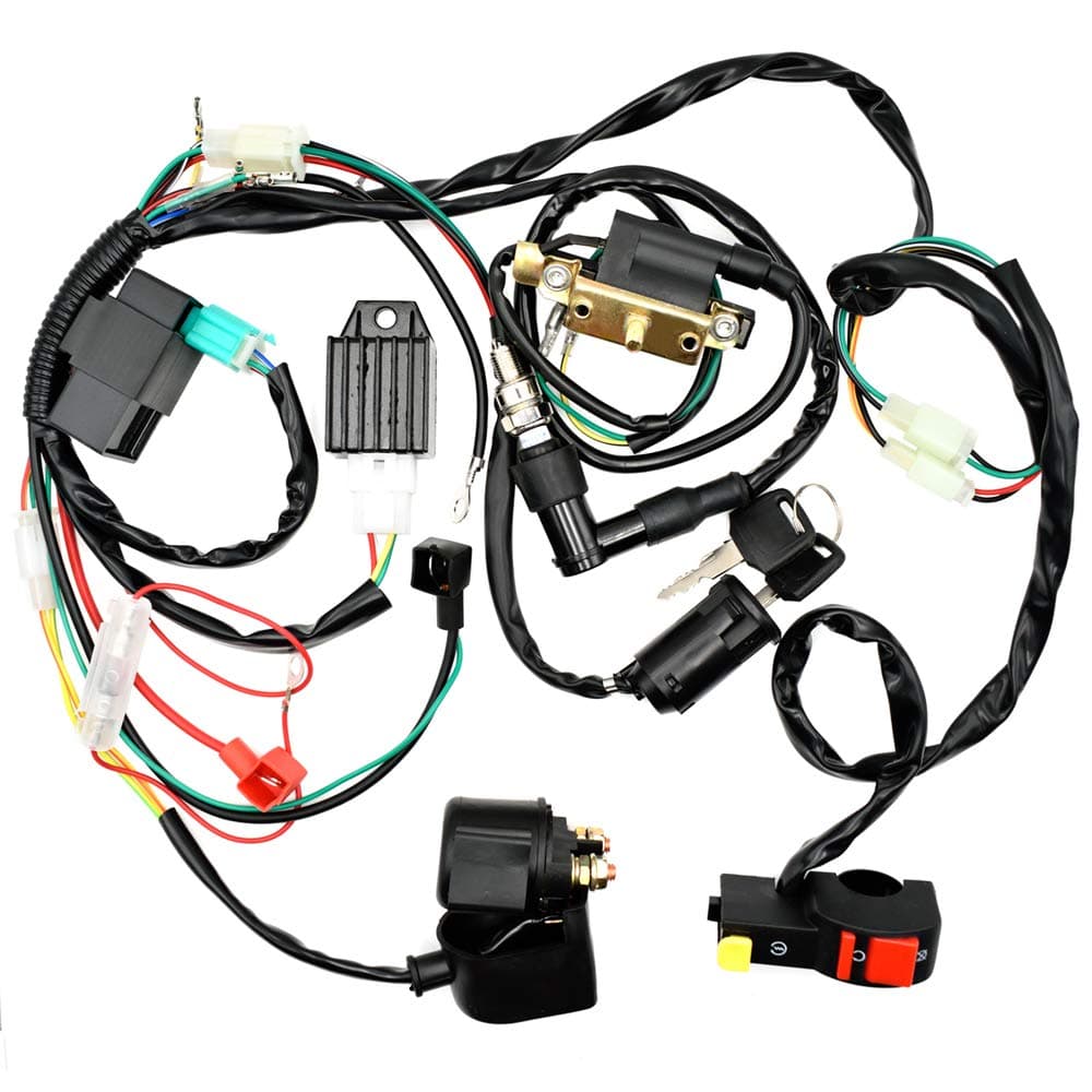 RoyitayComplete Electrics Start Engine CDI Ignition Coil Wiring Loom Harness Spark Plug Kits For 50cc 110cc 125cc ATV Buggy Quad Dirt Bike