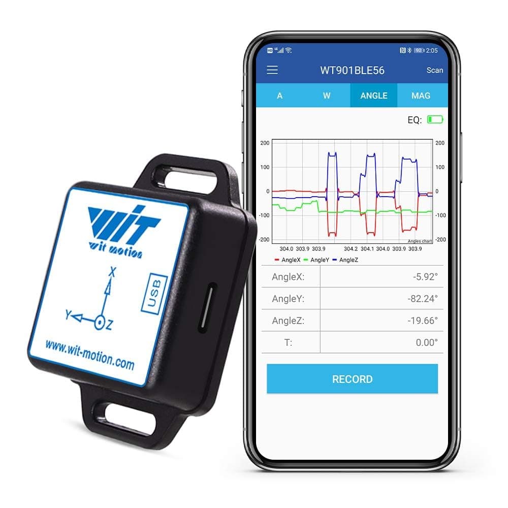 - [Bluetooth 5.0 Accelerometer+Inclinometer] WT901BLECL MPU9250 High-Precision 9-axis Gyroscope+Angle(XY 0.2° Accuracy)+Magnetometer Compass with Kalman Filter, Low-Power 3-axis AHRS IMU Tilt Sensor