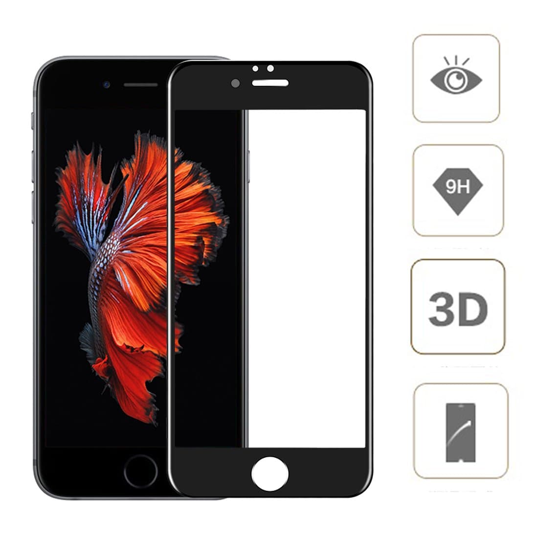 iPhone 6/6S Plus PLUS Screen Protector Solobay Full Cover Tempered Glass Screen Protector Film 3D Curved Edge to Edge Anti-Glare Anti-Scratch Anti-Dust For Apple iPhone 6+/6S +(Black)
