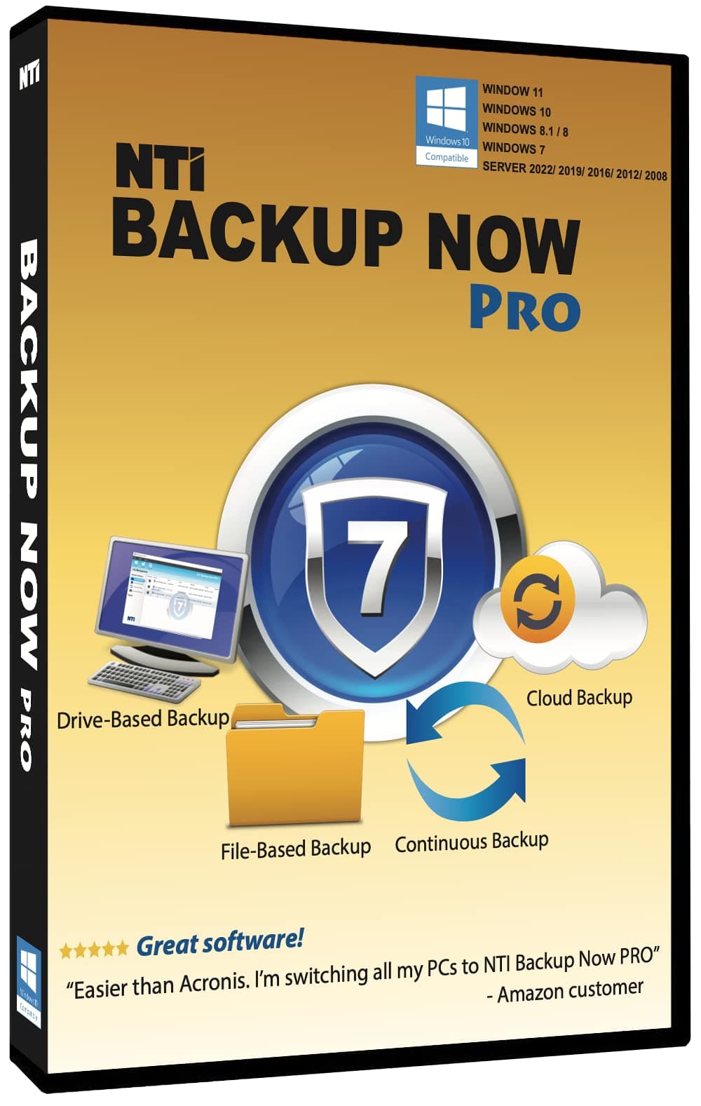 NTI Backup Now PRO 7 (for 1 Computer) | Updated for 2026 | The "Best Buy" Award-winning Backup Software | 4-in-1 Solution | Available in Download and CD | Lifetime License (Not Yearly Subscription)