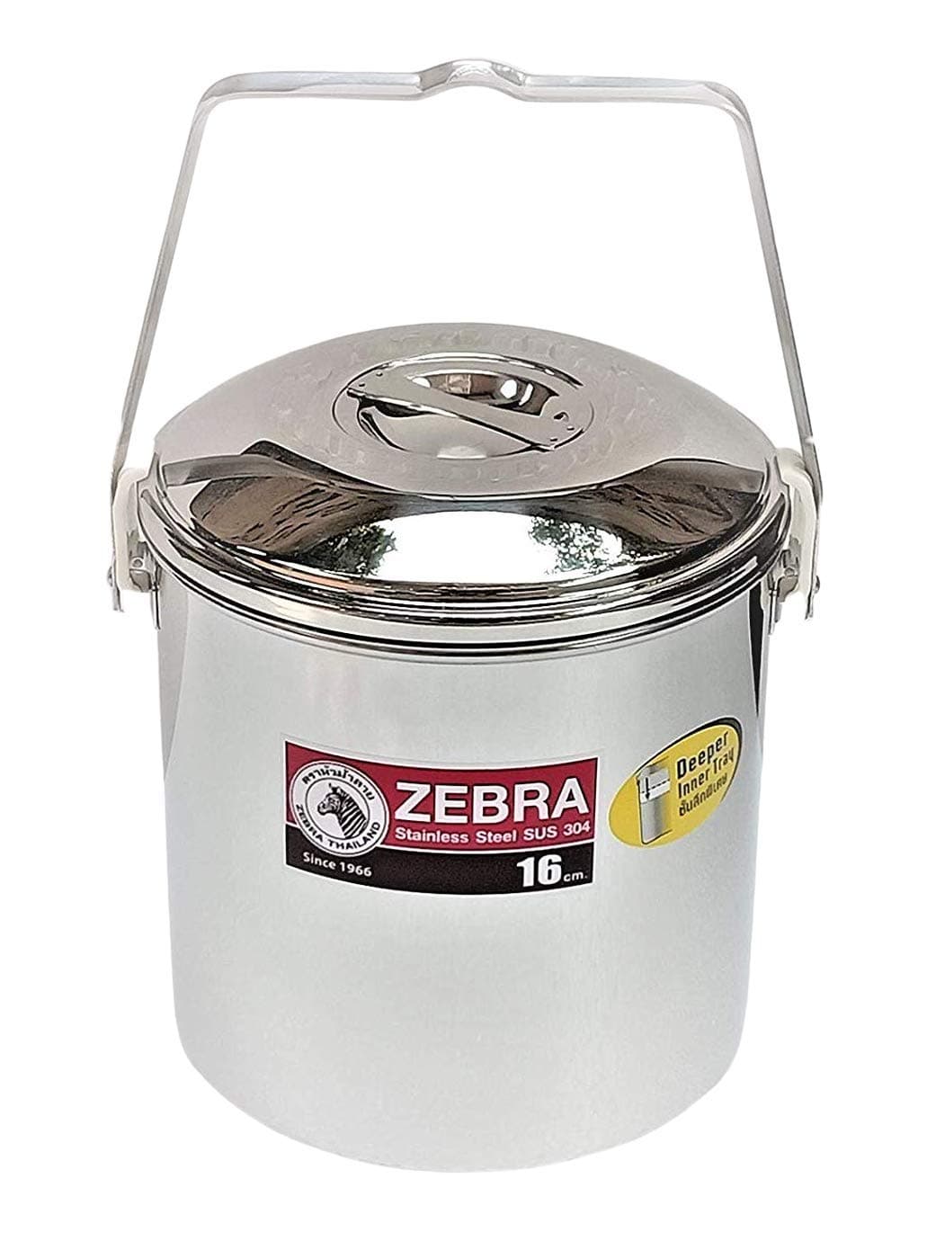 ZEBRA THAILAND 151616 Improved 16 cm Zebra Loop Handle Pot with Stainless Steel Clips, Silver