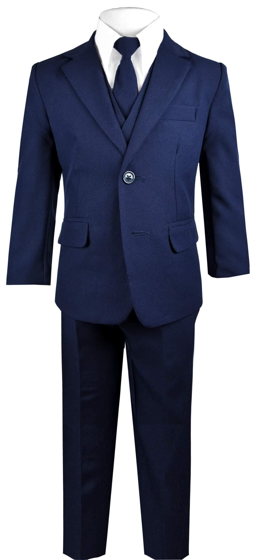 Big Boys Solid Suit and Tie (12, A Navy)