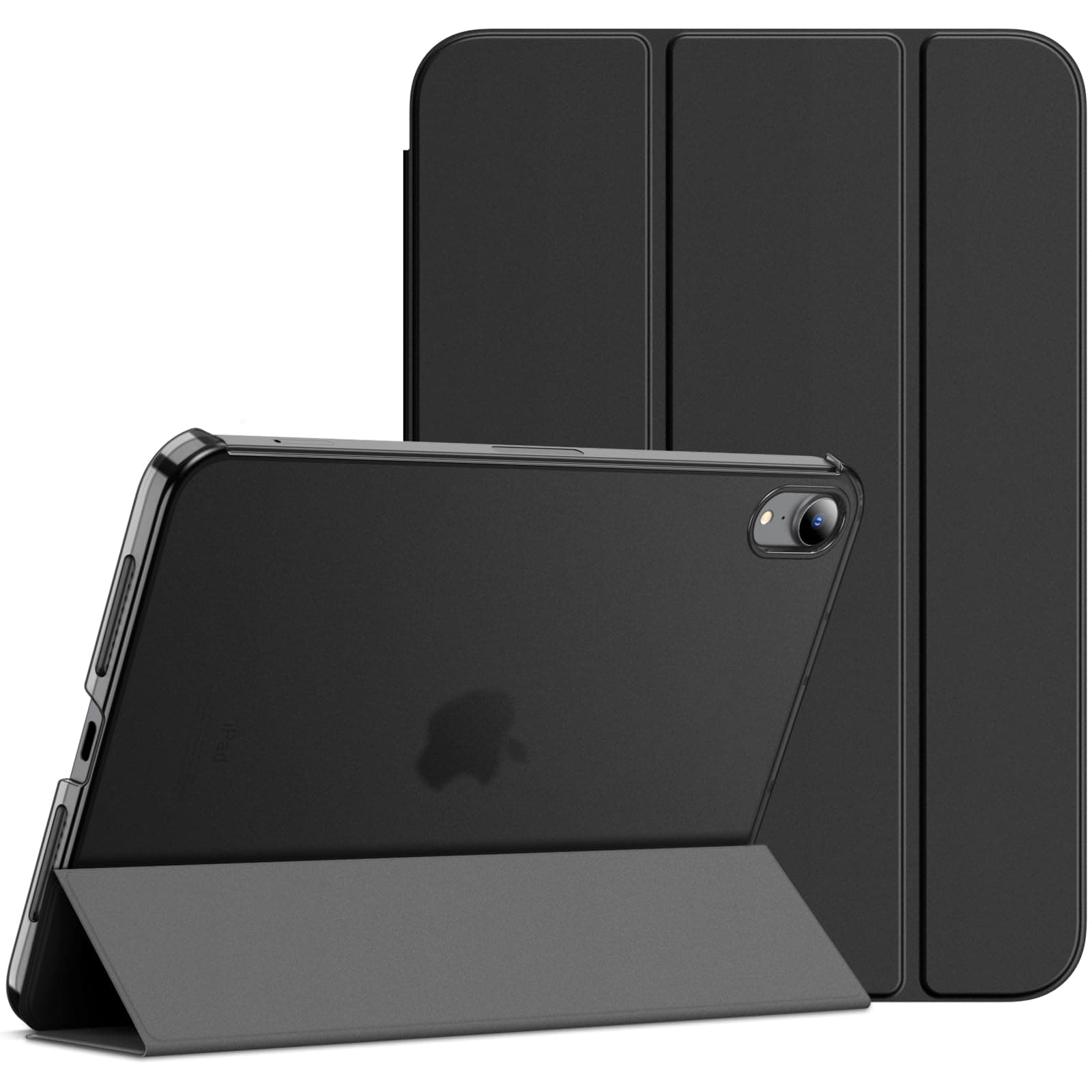 JETech Case for iPad mini (A17 Pro, 2024 Model, 7th Generation) / mini 6 (2021 Model, 6th Generation), Slim Stand Hard Back Shell Smart Cover with Auto Wake/Sleep (Black)