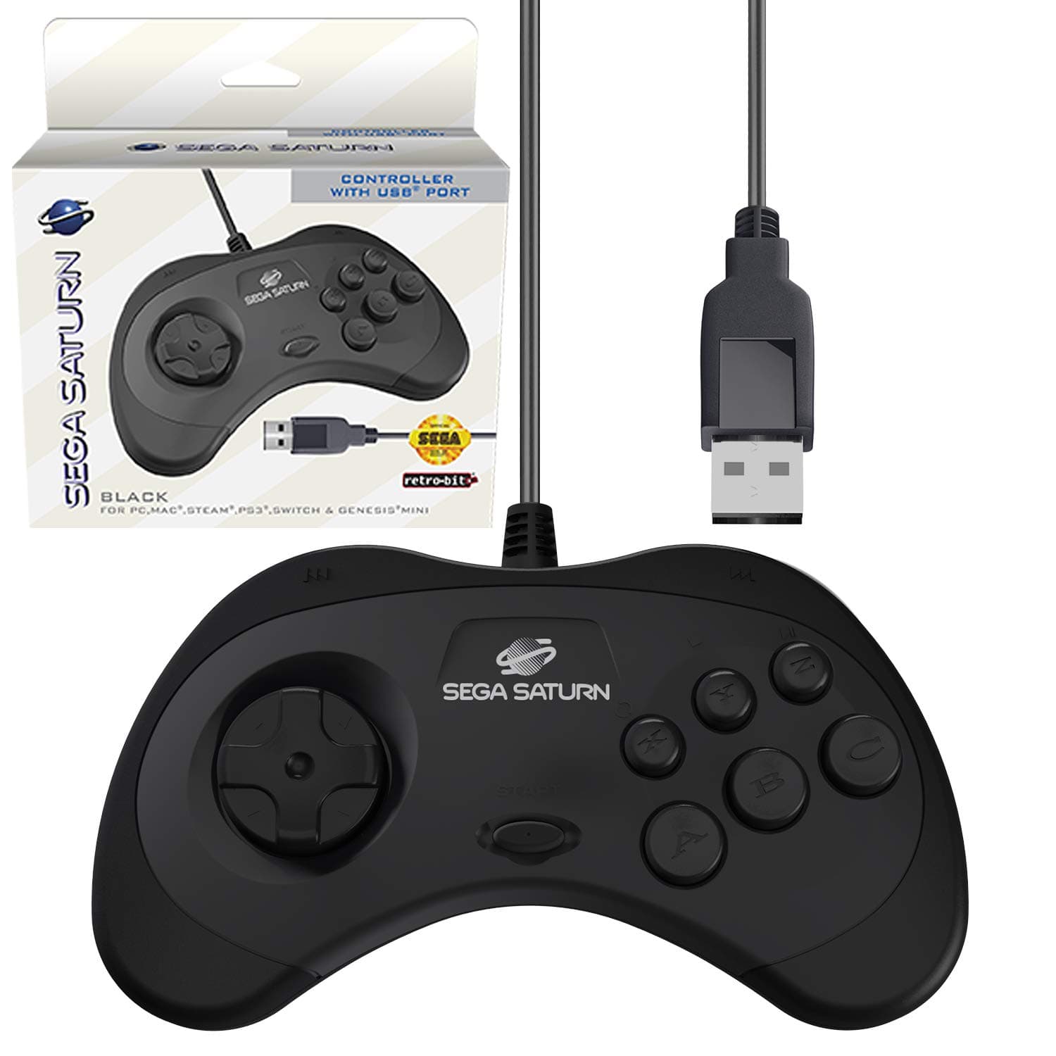 Retro-Bit Official Sega Saturn Controller Pad (Model 2)