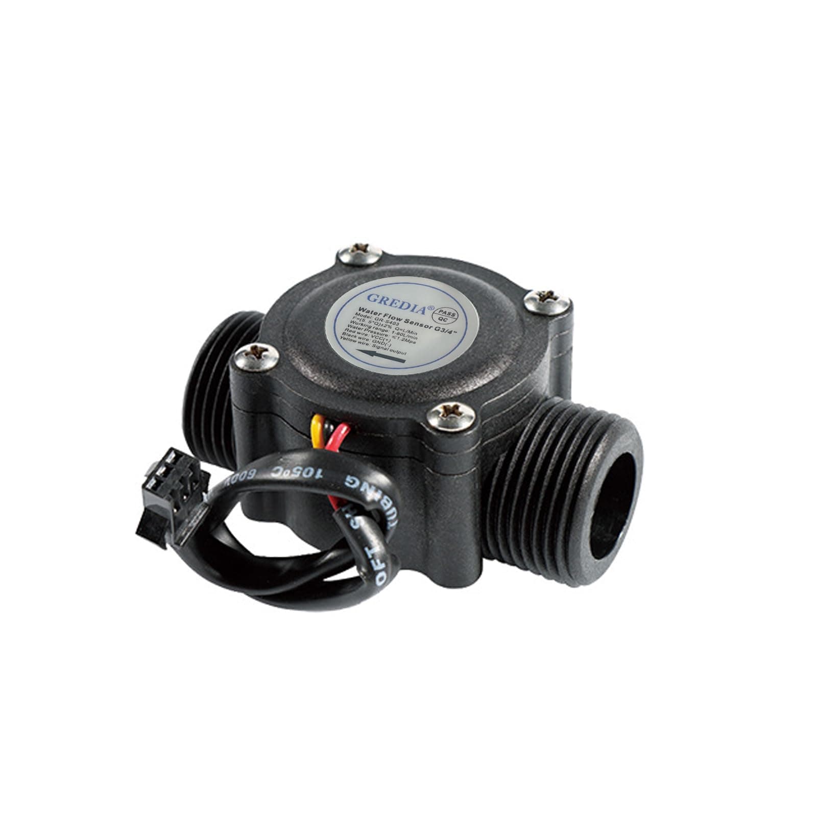 3/4" Water Flow Sensor Food-grade Switch Hall Effect Flowmeter Fluid Meter Counter 1-60L/min