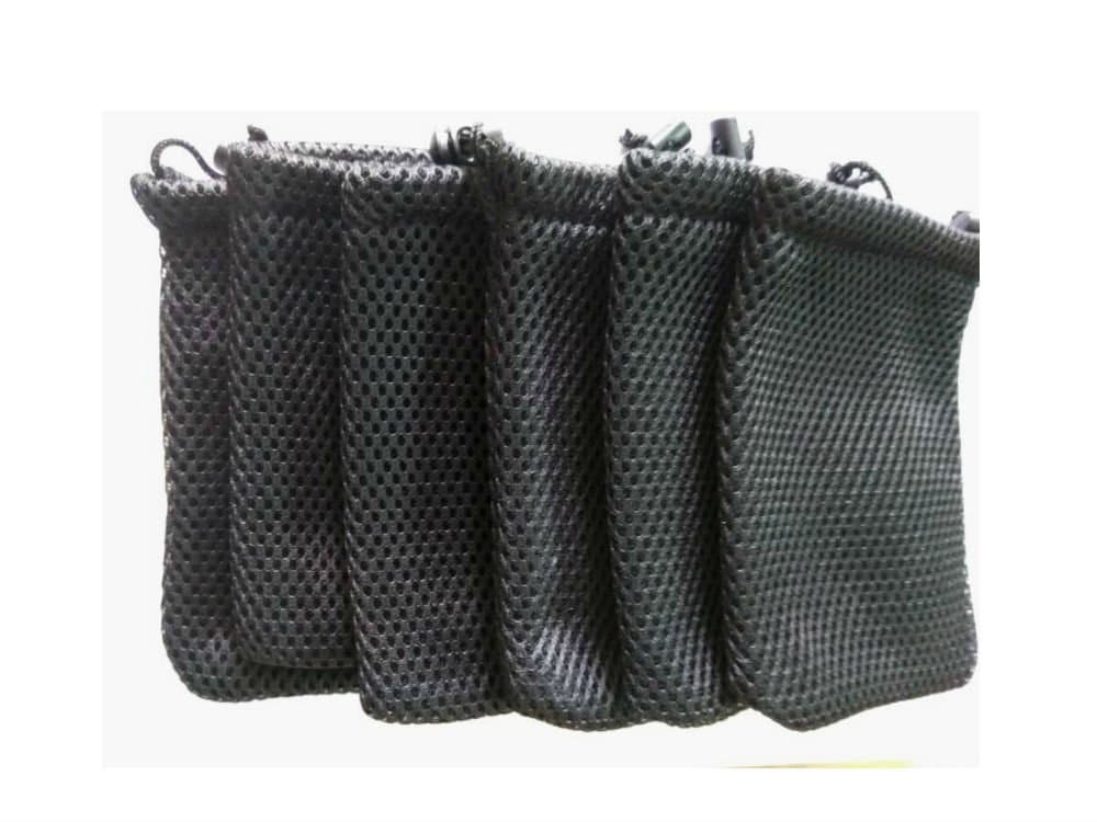 6 Pcs Black Cell Phone or MP3 Nylon Mesh Drawstring Pouch Bags