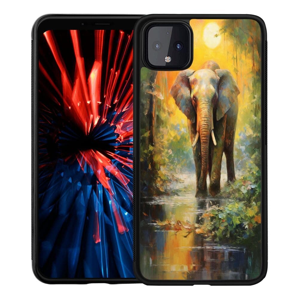 DAFEI Phone Case Compatible with Google Pixel 4 4G Elephant-aa80 Black Frame Shockproof and Slim Rubber TPU Material with Uniqe Design