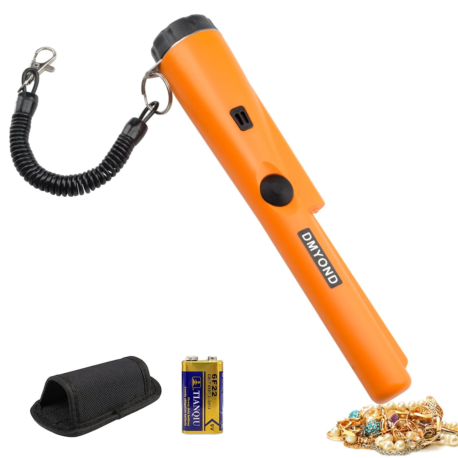 Metal Detector Pinpointer - Professional Waterproof Handheld Pin Pointer Wand - High Sensitivity 360° Detection - Search Treasure Pinpointing Finder Probe for Adults, Kids - Orange