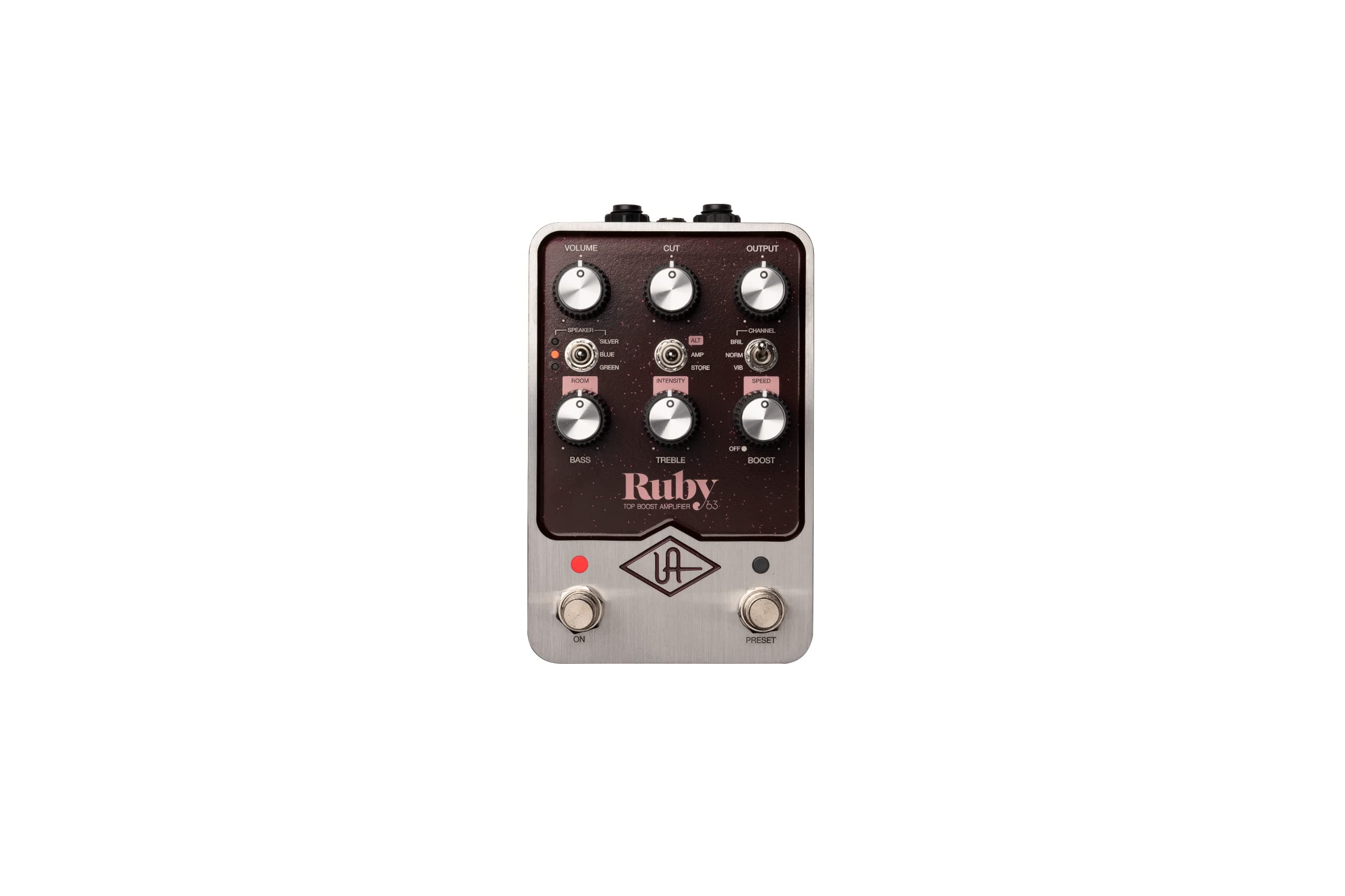 UAFX Ruby '63 Top Boost Amplifier PedalStereo Amplifier Simulator Pedal with 3 Modes, 3 Cabs/Speakers, Treble Boost, Vibrato, Bluetooth, and Presets