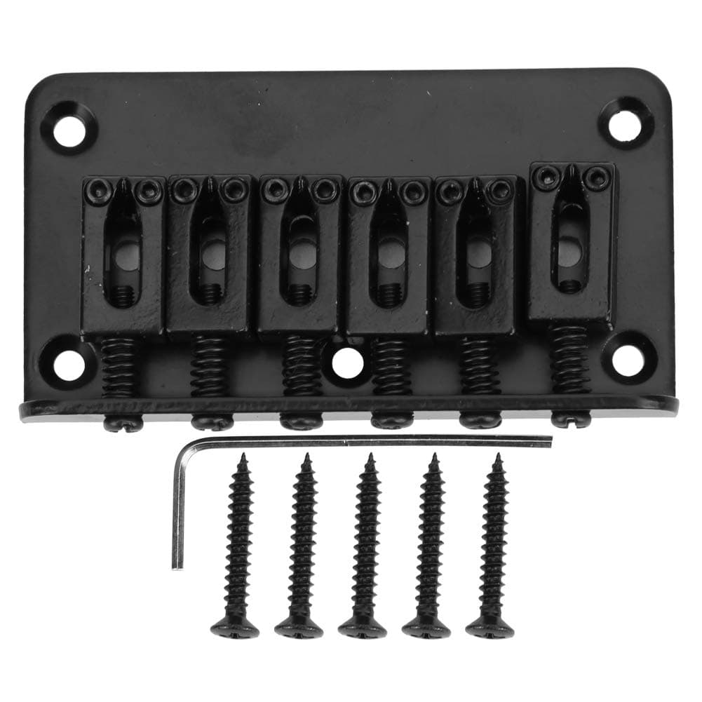 6-Strings Fixed Bridge Electric Guitar Hardtail Saddle Bridge Replacement Parts with Wrench 78mm