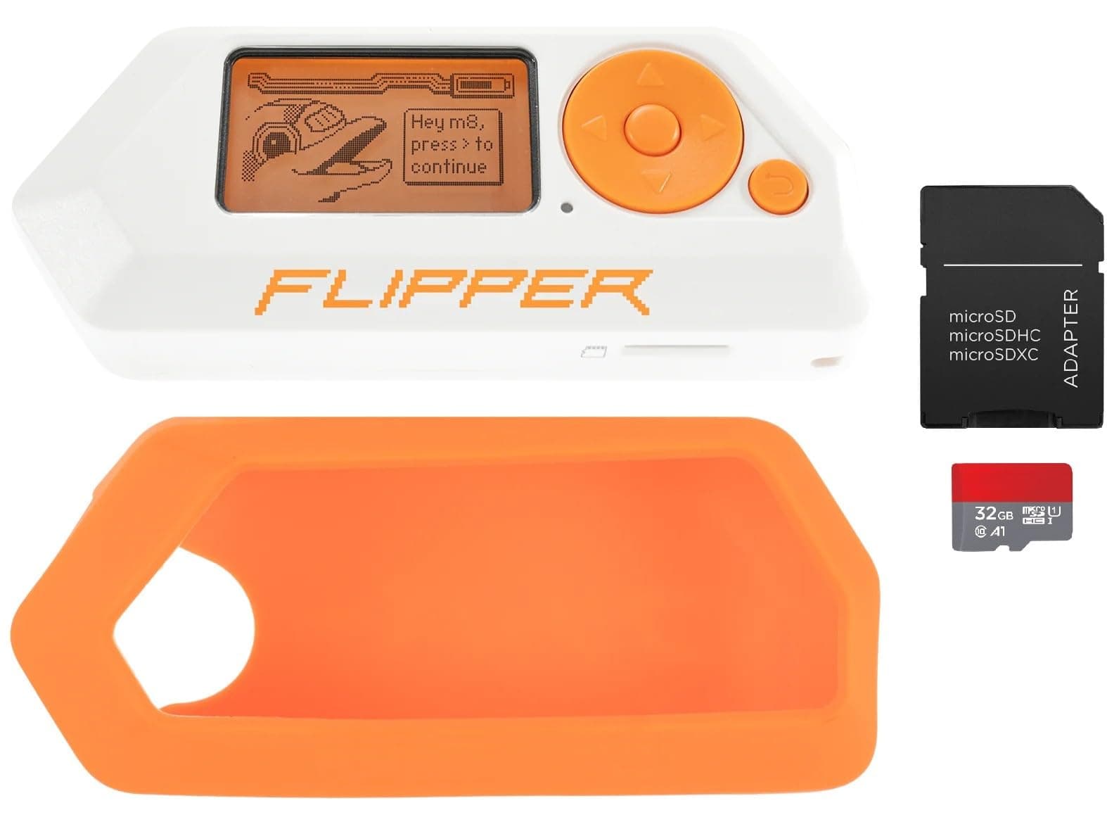Flipper Zero Basic Kit - Flipper Zero | Silicone Case | 32GB Micro SD Card up to 120MB/s | MicroSD to SD Adapter